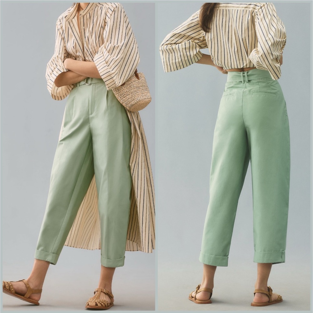 Anthropologie Mint Green Cropped Pants